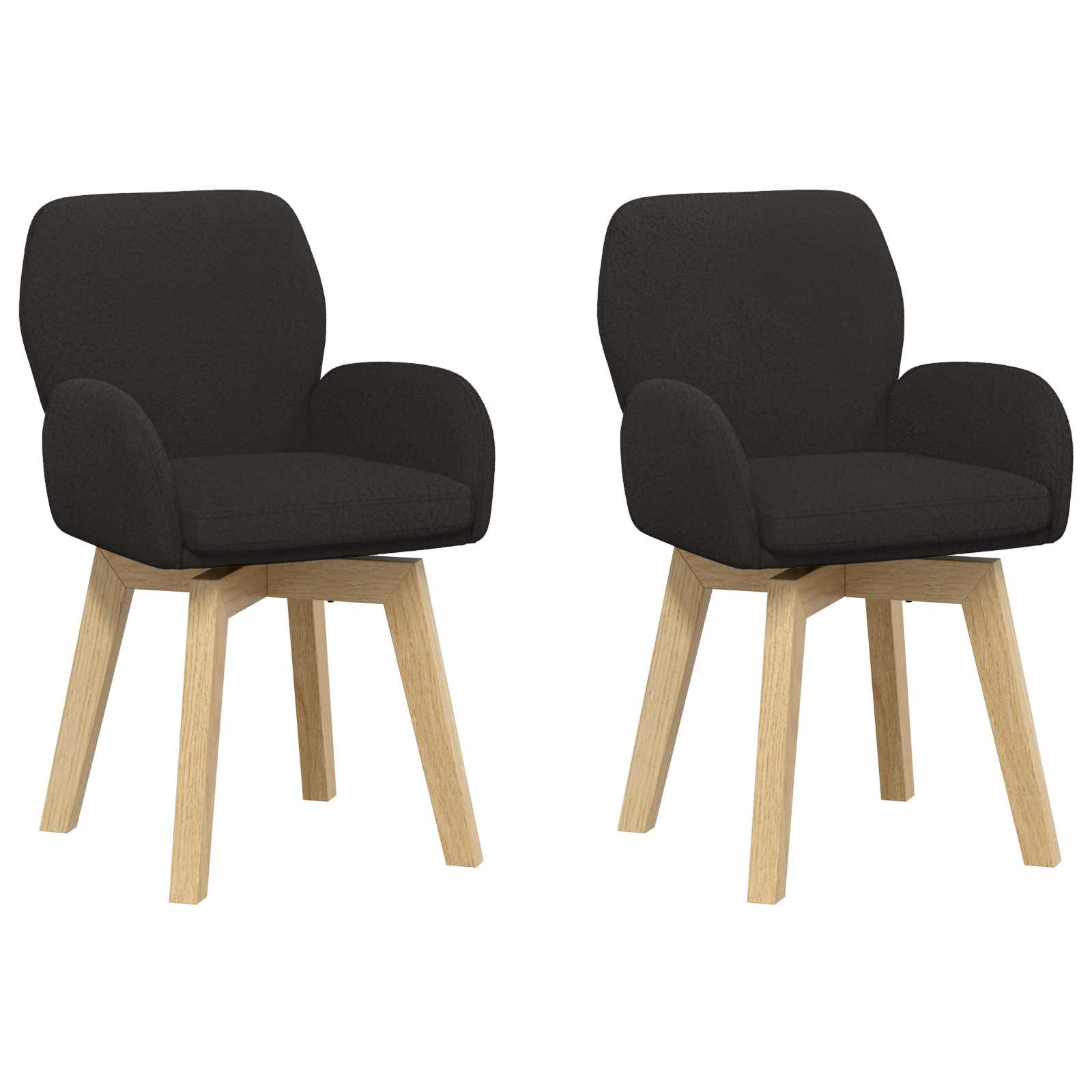 Svängande Matstolar 2 pcs Bouclé Svart 54 x 58 x 87 cm