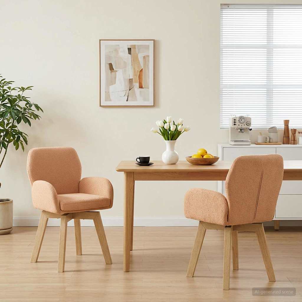 Svängande Matstolar 2 pcs Bouclé Beige 54 x 58 x 87 cm