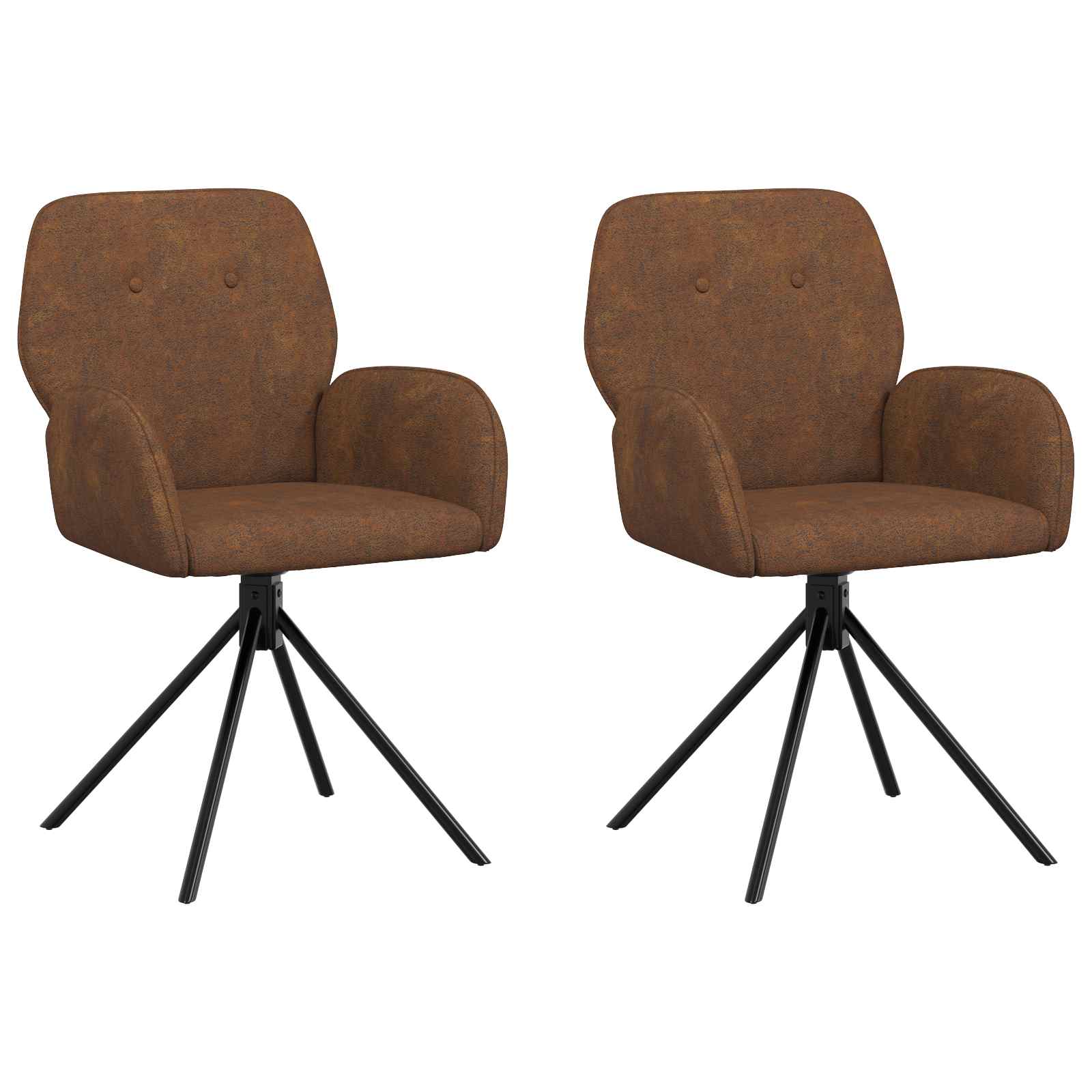 Svängande Matstolar 2 pcs Faux Mockaläder Brun 54 x 55 x 86 cm