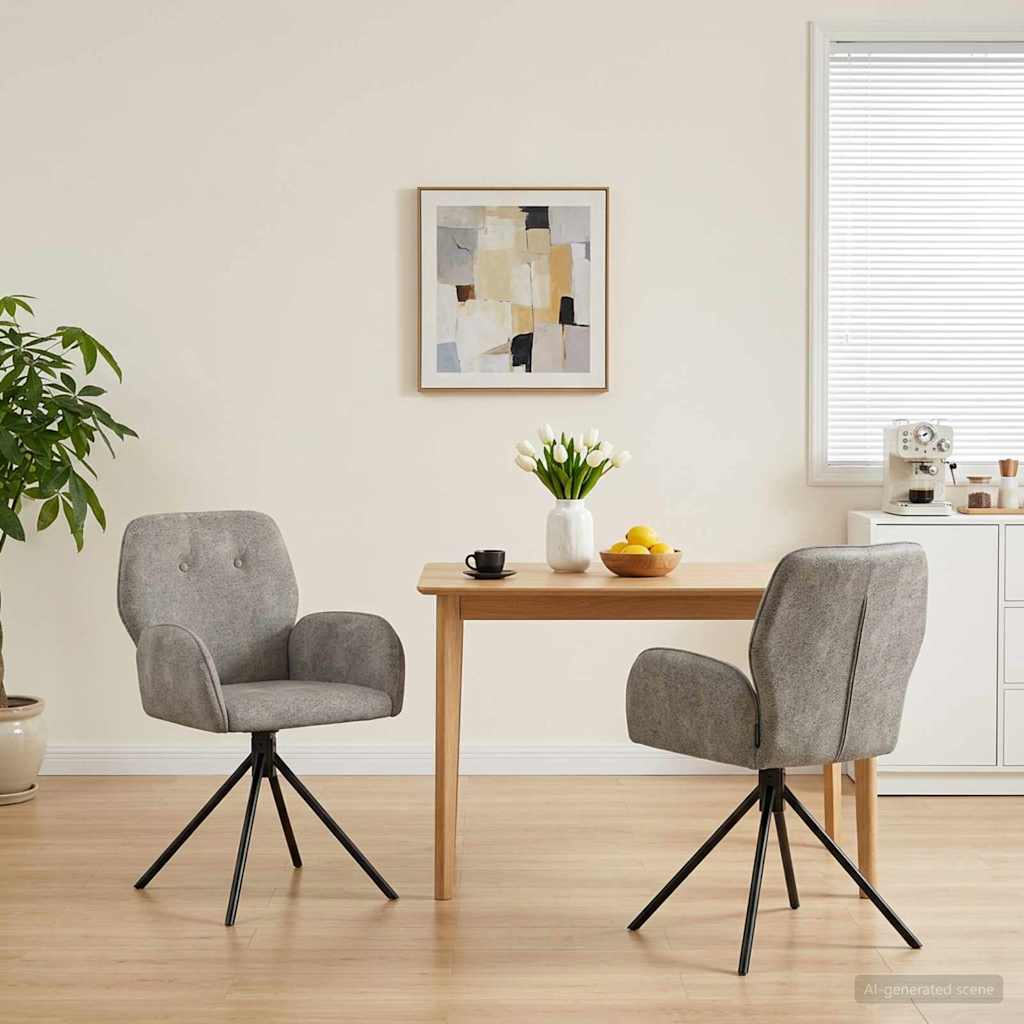 Svängande Matstolar 2 pcs Faux Mockaläder Ljusgrå