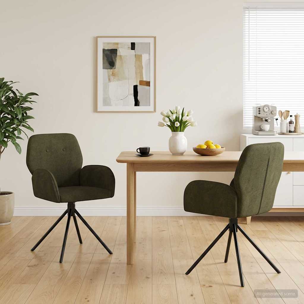 Svängande Matstolar 2 pcs Faux Mockaläder Armégrön