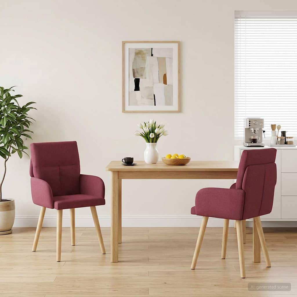 Matstolar 2 pcs Tyg Vinröd 60 x 56 x 96 cm