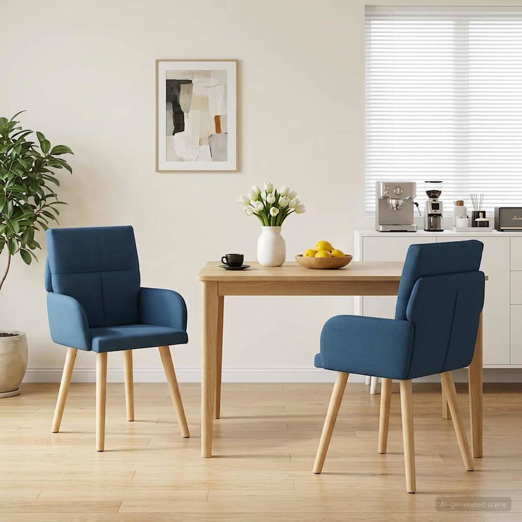 Matstolar 2 pcs Tyg Blå 60 x 56 x 96 cm