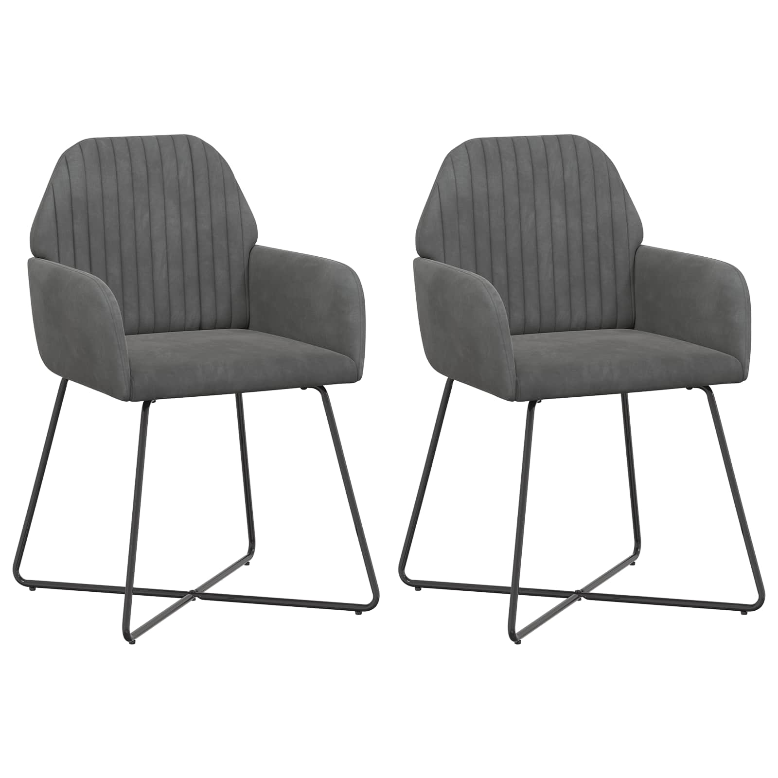 Matstolar 2 pcs Sammet Mörkgrå 55 x 50 x 84 cm