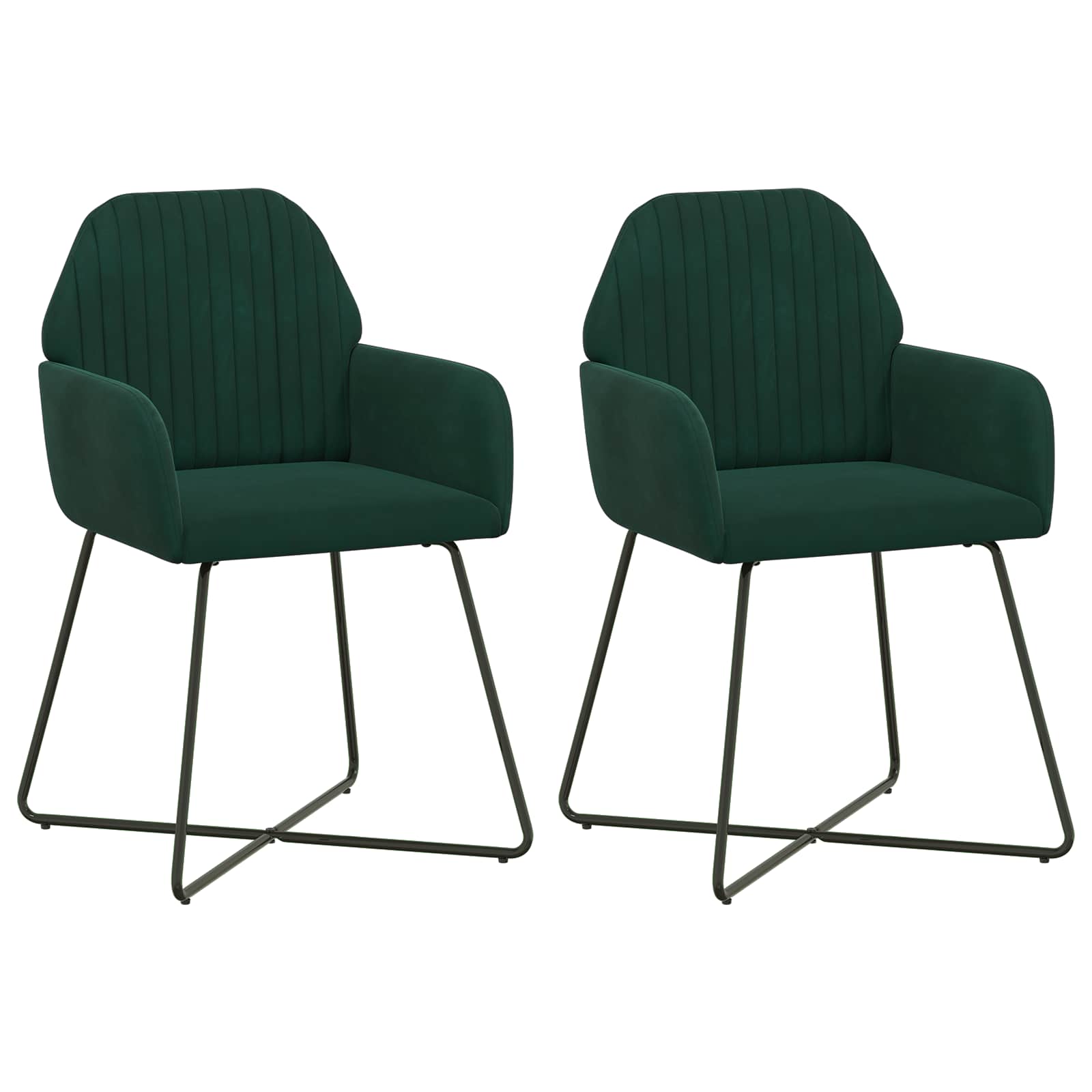 Matstolar 2 pcs Sammet Mörkgrön 55 x 50 x 84 cm