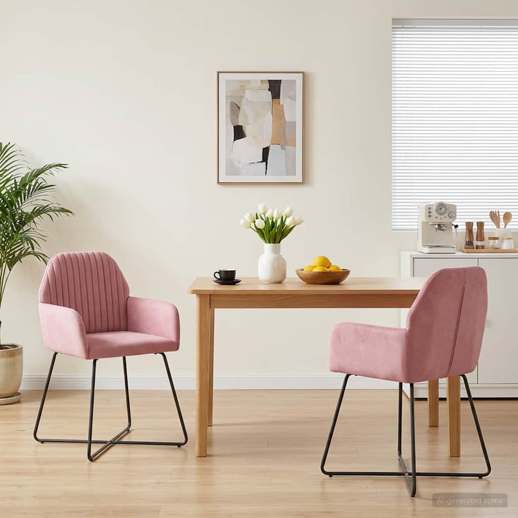 Matstolar 2 pcs Sammet Rosa 55 x 50 x 84 cm