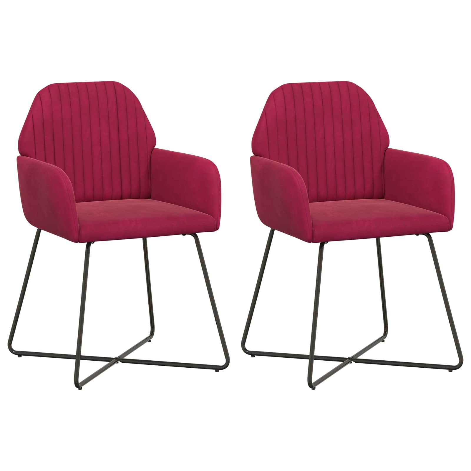 Matstolar 2 pcs Sammet Vinröd 55 x 50 x 84 cm