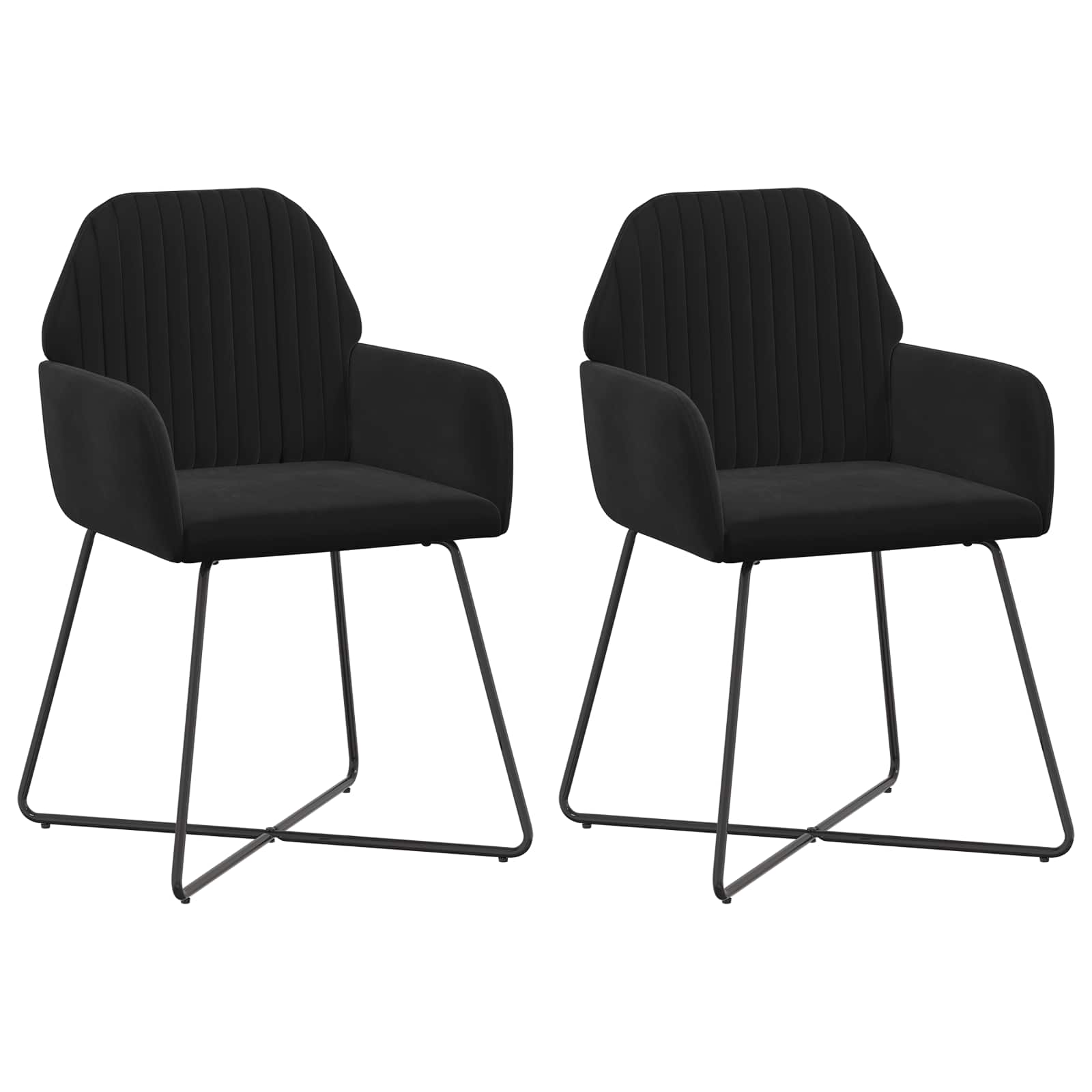 Matstolar 2 pcs Sammet Svart 55 x 50 x 84 cm