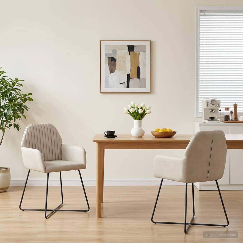 Matstolar 2 pcs Sammet Gräddvit 55 x 50 x 84 cm