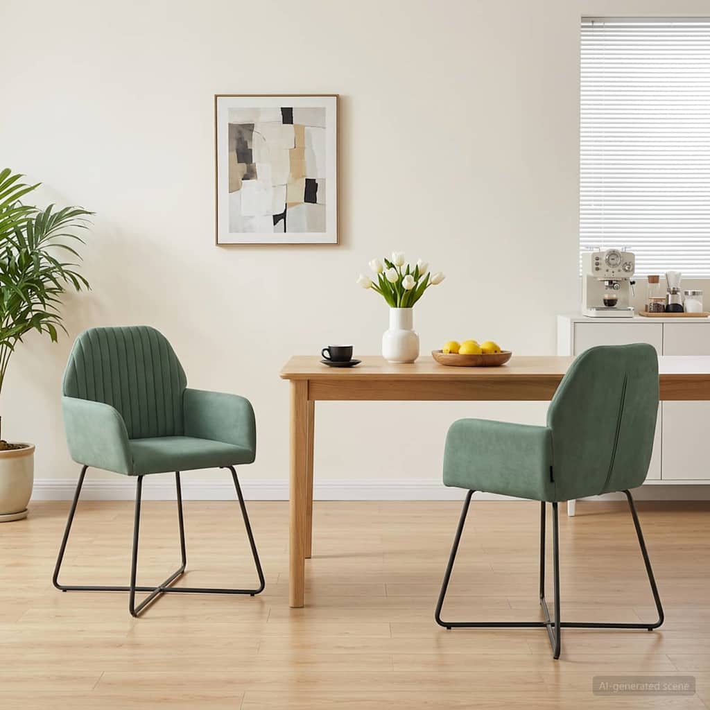 Matstolar 2 pcs Sammet Havgrön 55 x 50 x 84 cm