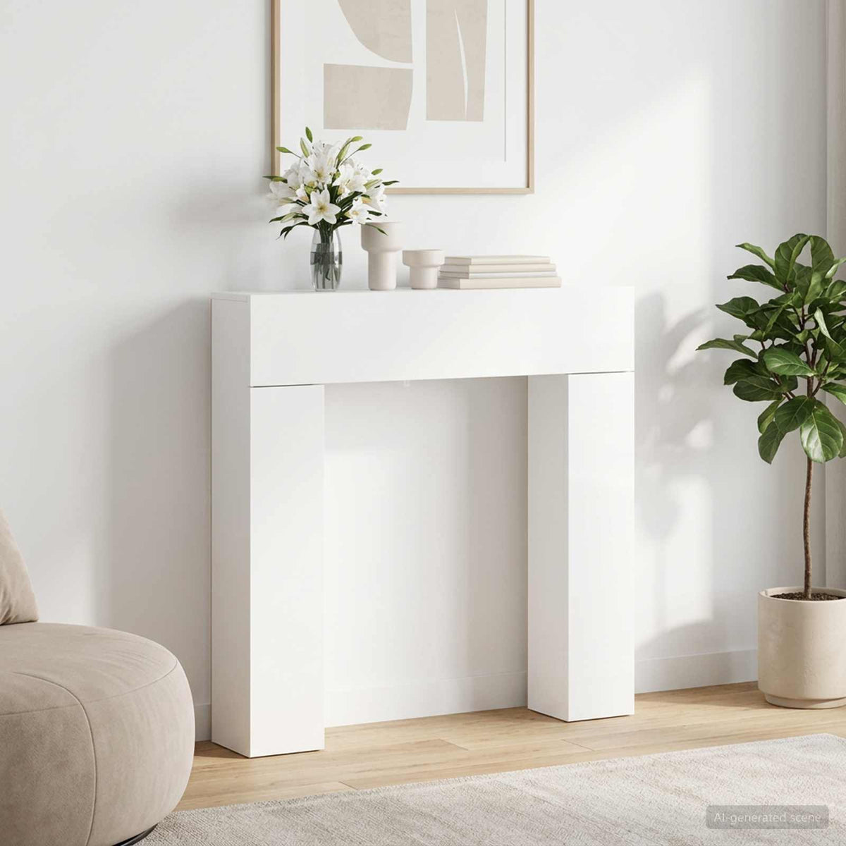 Eldstadsram Vit 102 x 18 x 100,5 cm Konstruerat trä