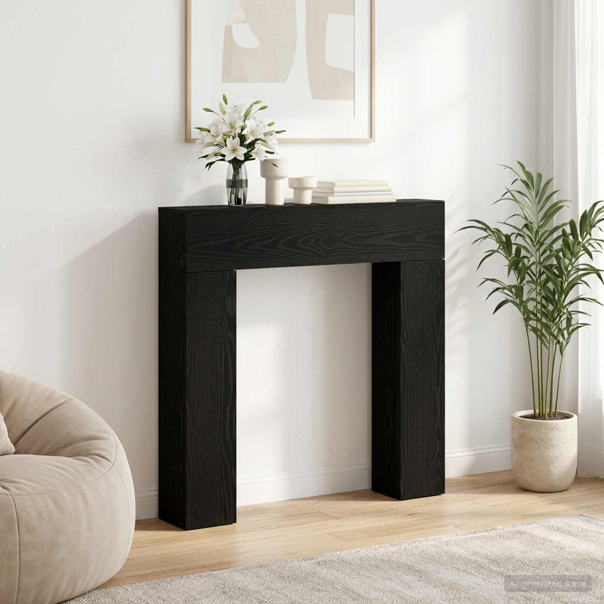 Eldstadsram Svart ek 102 x 18 x 100,5 cm Konstruerat trä