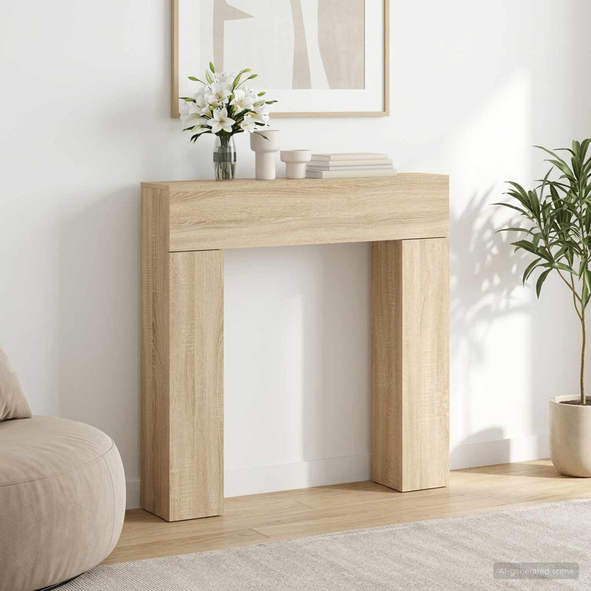 Eldstadsram Sonoma-ek 102 x 18 x 100,5 cm Konstruerat trä