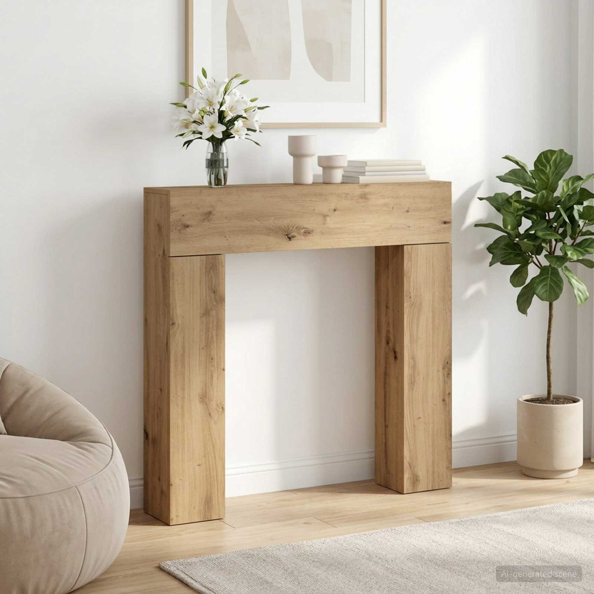 Eldstadsram Artisan-ek 102 x 18 x 100,5 cm Konstruerat trä