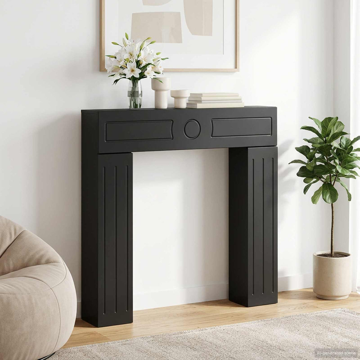 Eldstadsram Svart 102 x 18 x 100,5 cm Konstruerat trä