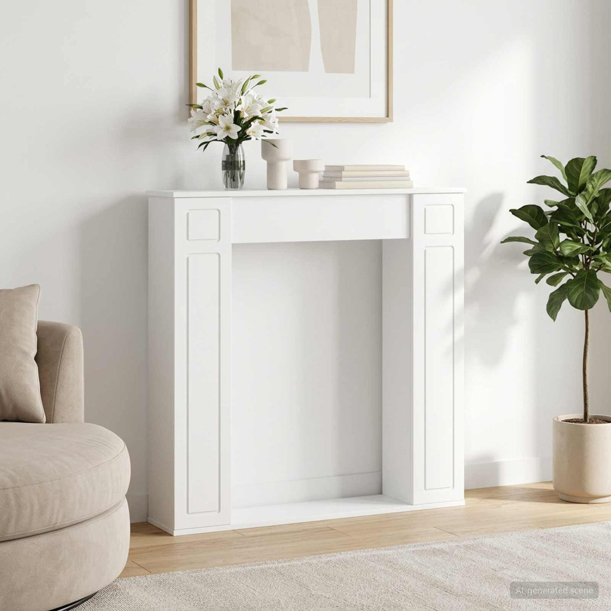 Eldstadsram Vit 100 x 20 x 100 cm Konstruerat trä