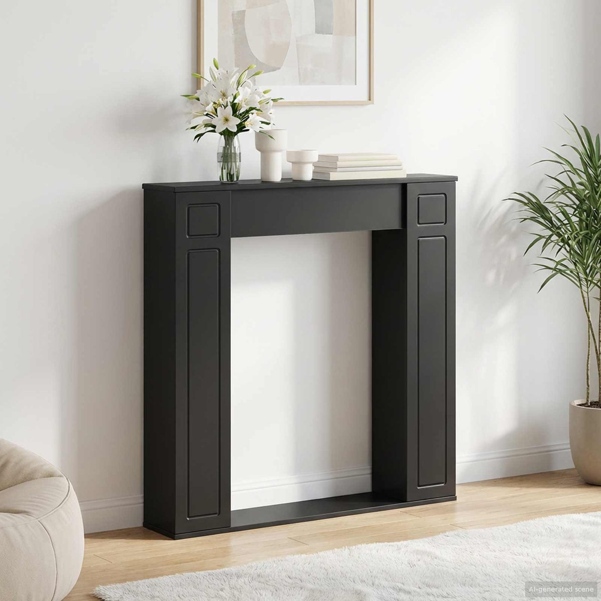 Eldstadsram Svart 100 x 20 x 100 cm Konstruerat trä