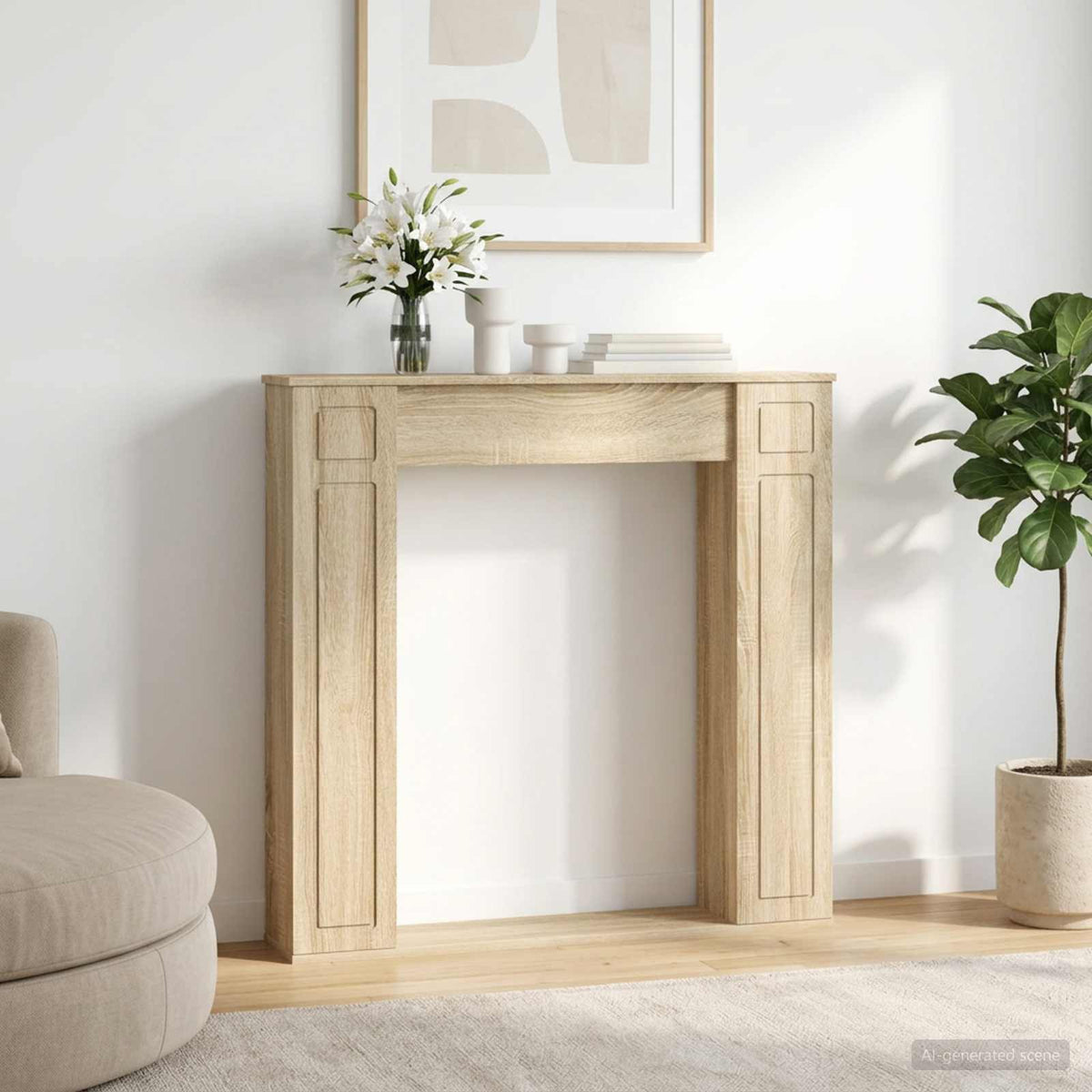 Eldstadsram Sonoma-ek 100 x 20 x 100 cm Konstruerat trä