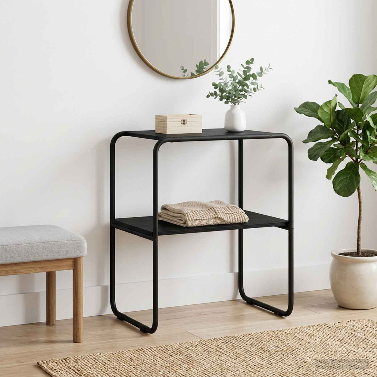 Konsolbord Svart ek 60 x 42,5 x 70 cm Konstruerat trä