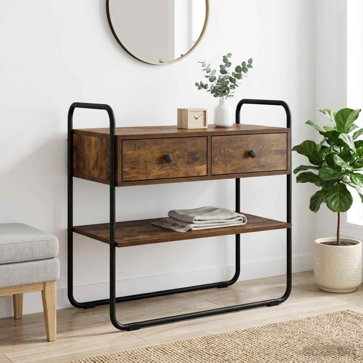Konsolbord Rökt ek 80 x 40 x 75 cm Konstruerat trä