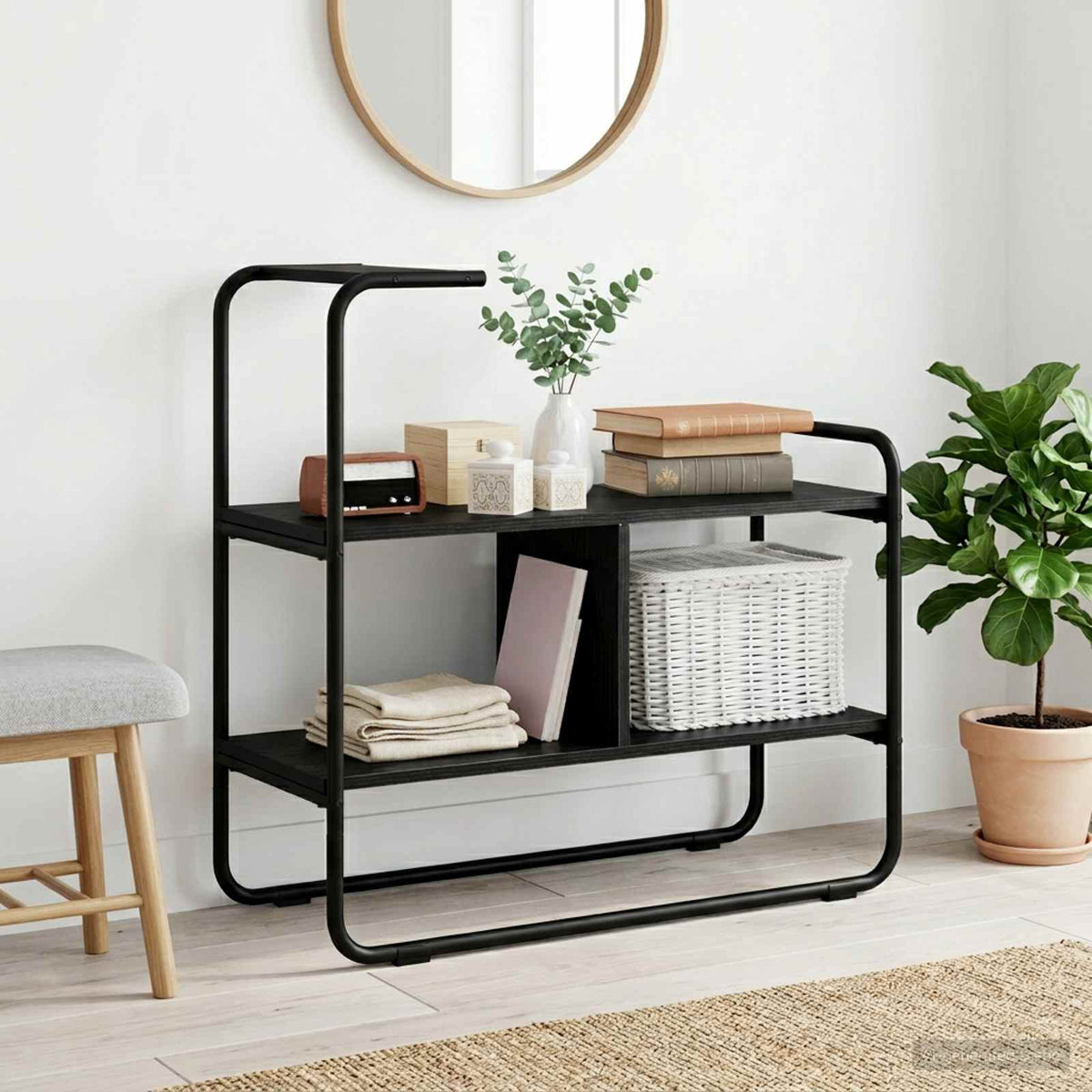 Konsolbord Svart ek 80 x 35 x 75 cm Konstruerat trä