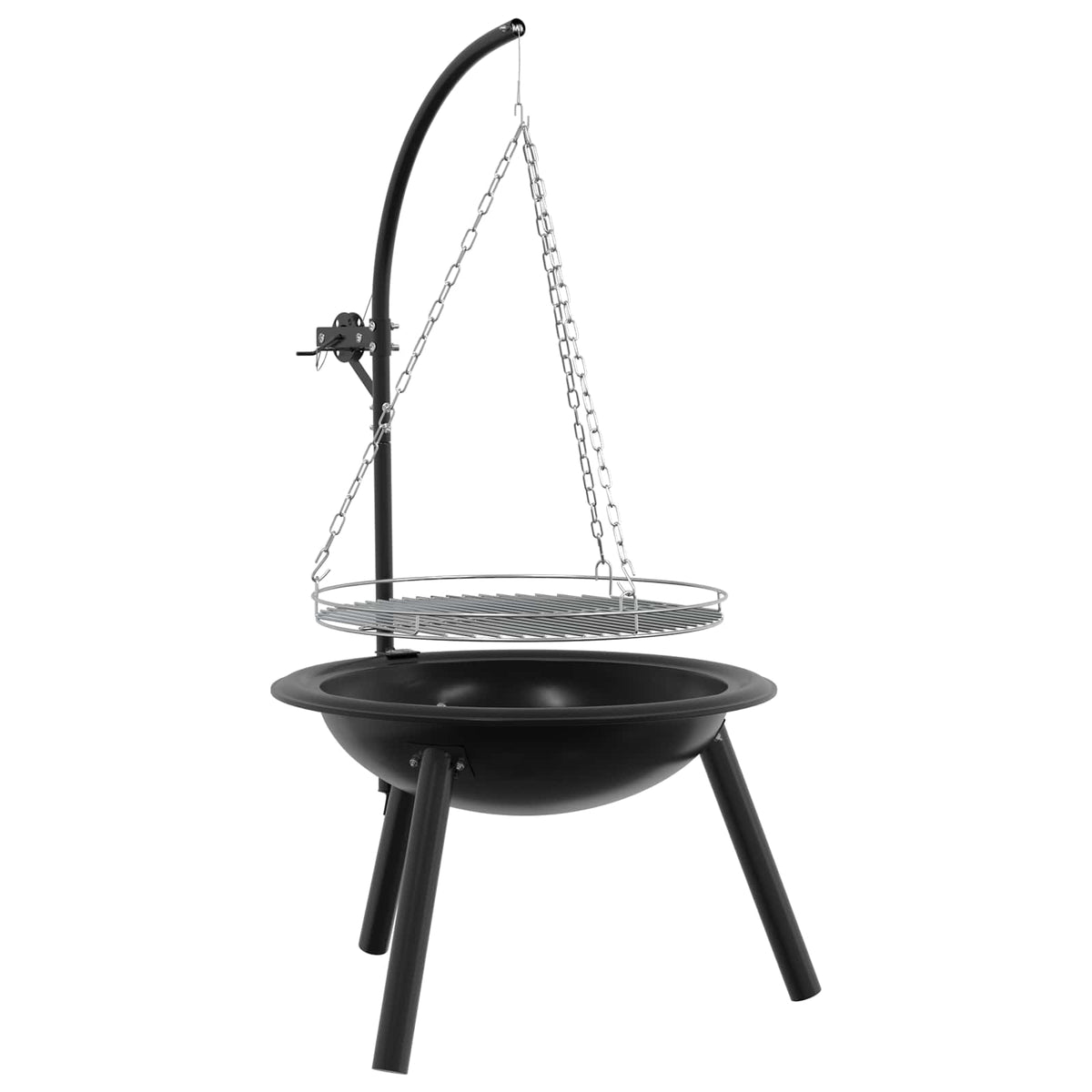 Eldstad med justerbart grillgaller ⌀55,5 x 107,5 cm Stål Svart
