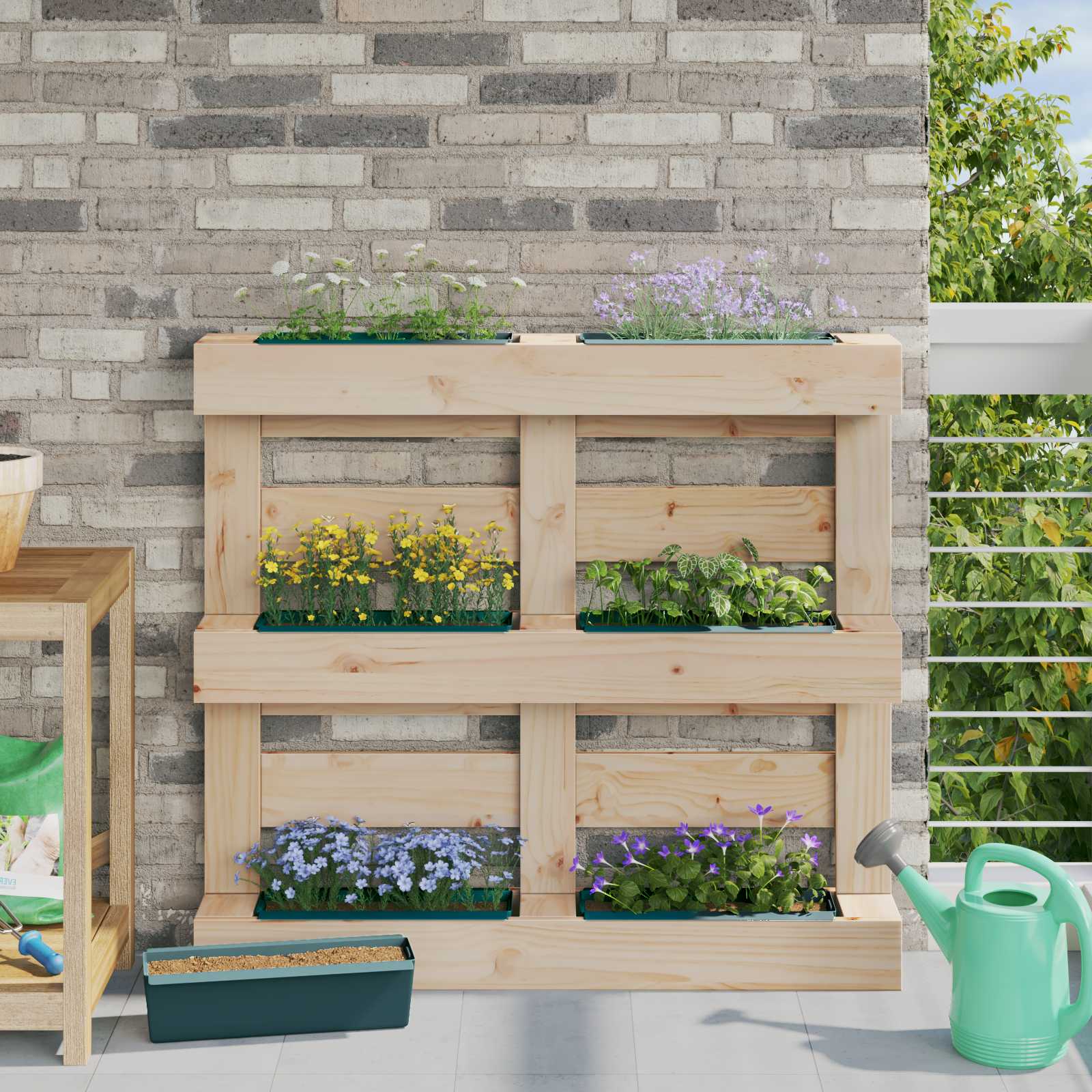 Blomlådor för Euro-pallar 12 pcs Grön 36 x 13,5 x 9,5 cm