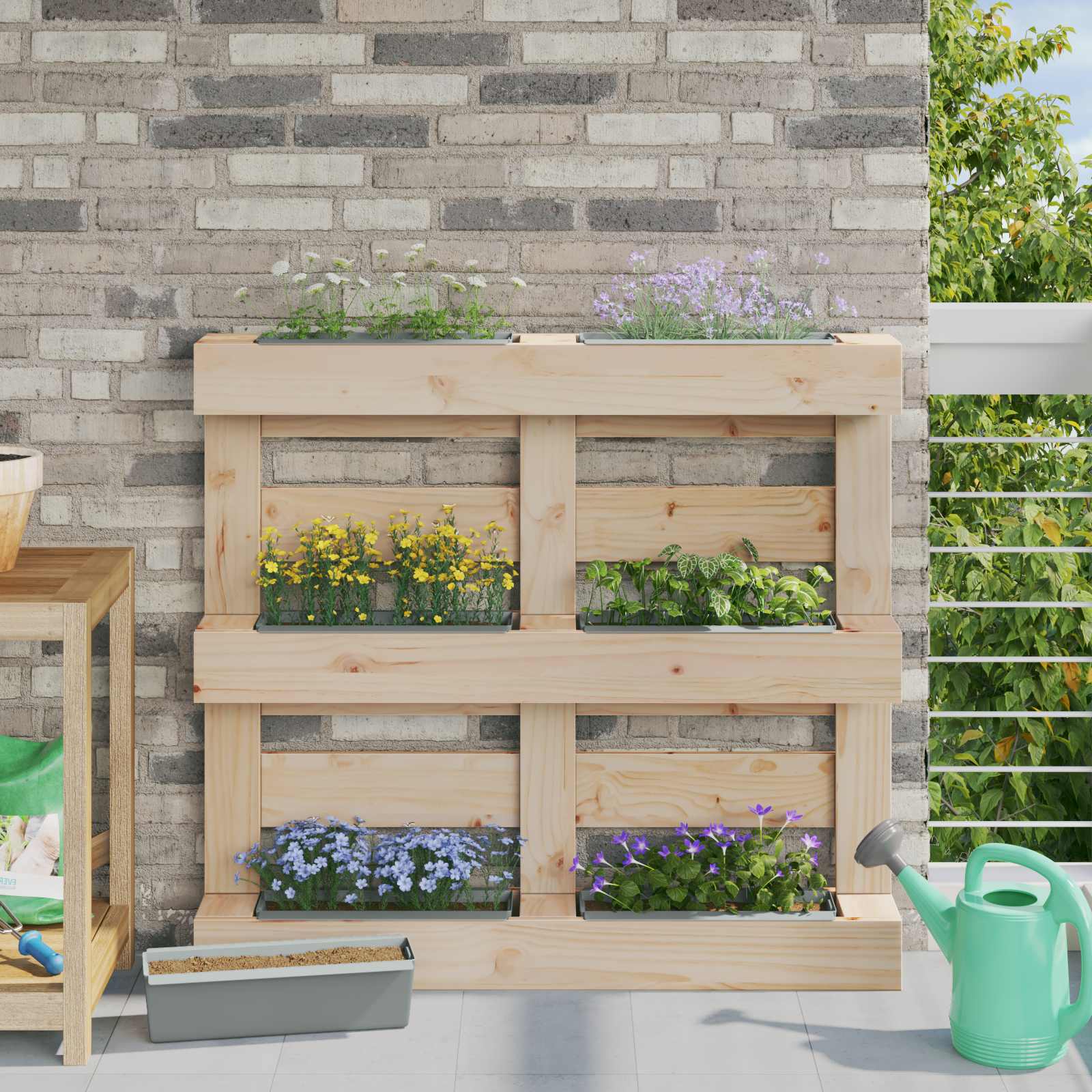 Blomlådor för Euro-pallar 12 pcs Ljusgrå 36 x 13,5 x 9,5 cm
