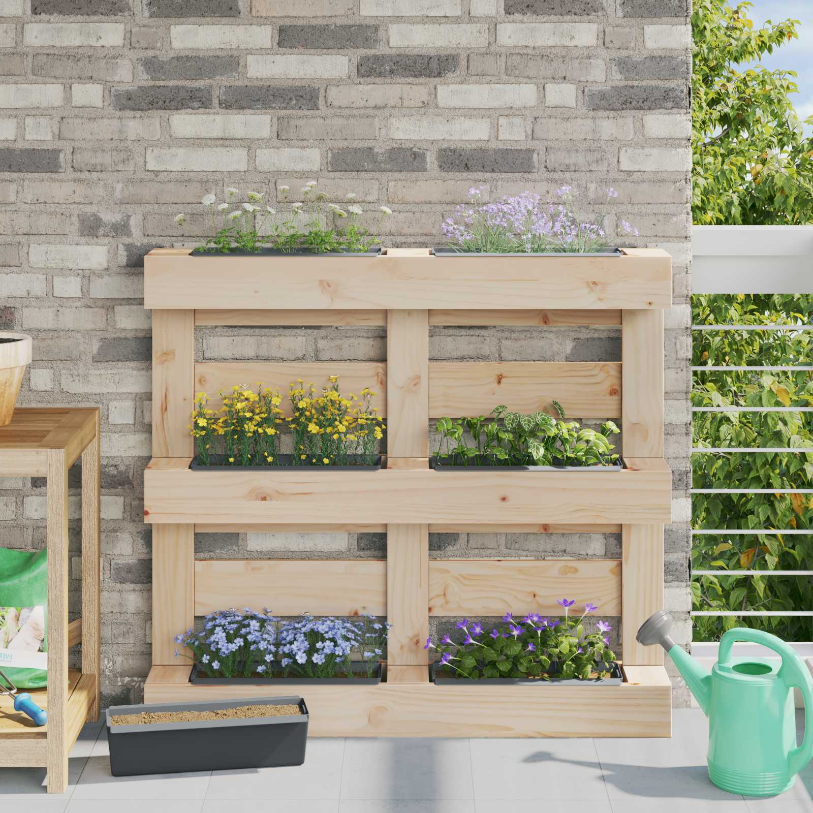 Blomlådor för Euro-pallar 24 pcs Grå 36 x 13,5 x 9,5 cm