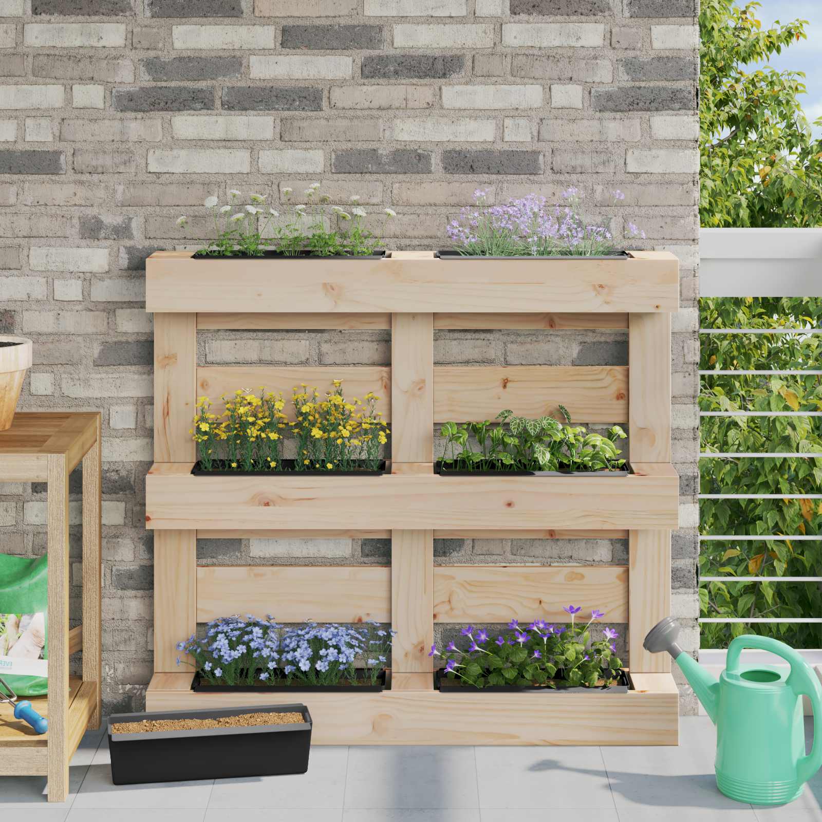 Blomlådor för Euro-pallar 24 pcs Svart 36 x 13,5 x 9,5 cm