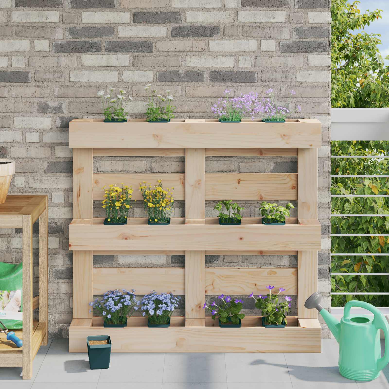 Blomlådor för Euro-pallar 12 pcs Grön 14 x 9 x 9,5 cm