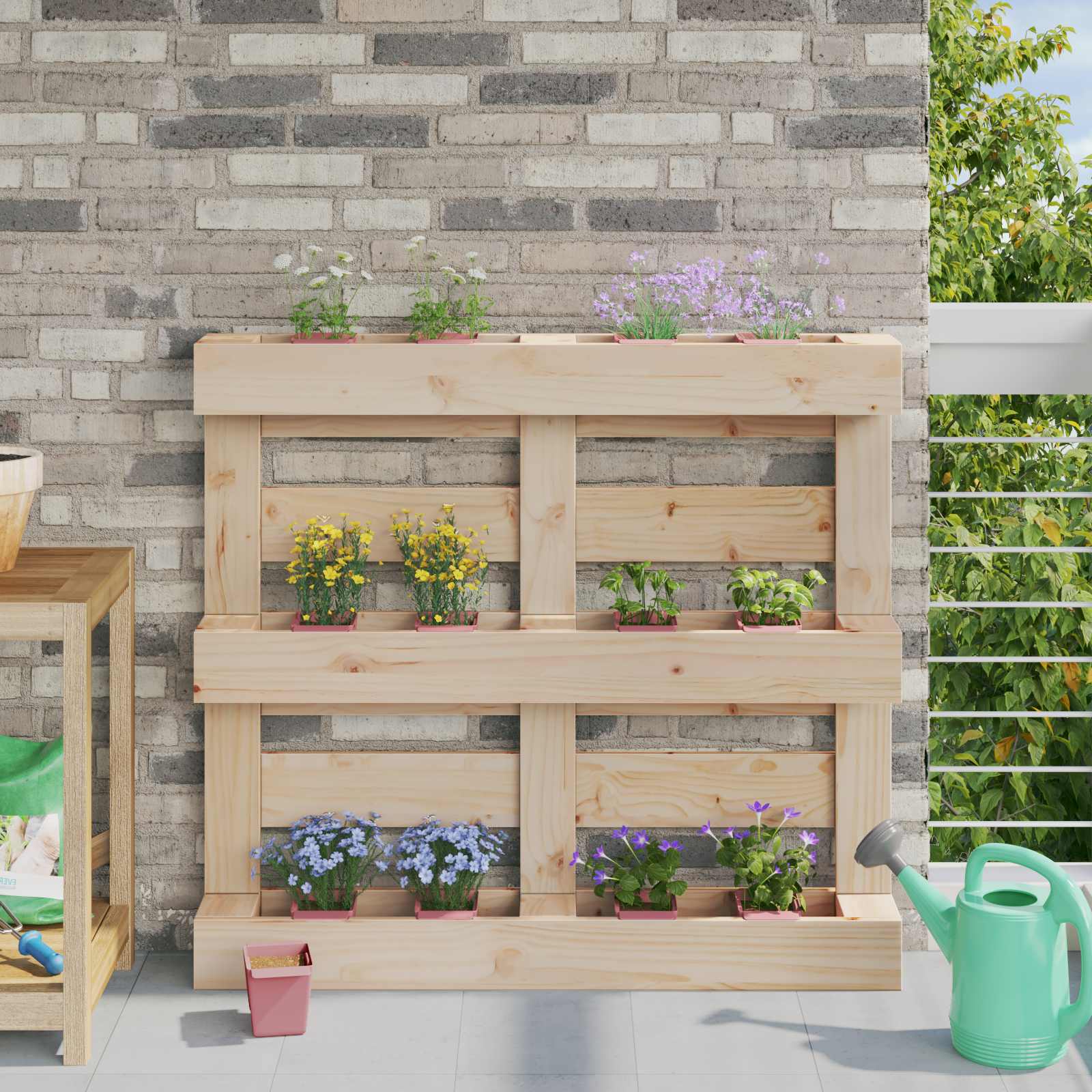 Blomlådor för Euro-pallar 24 pcs Brun 13,5 x 9 x 9,5 cm