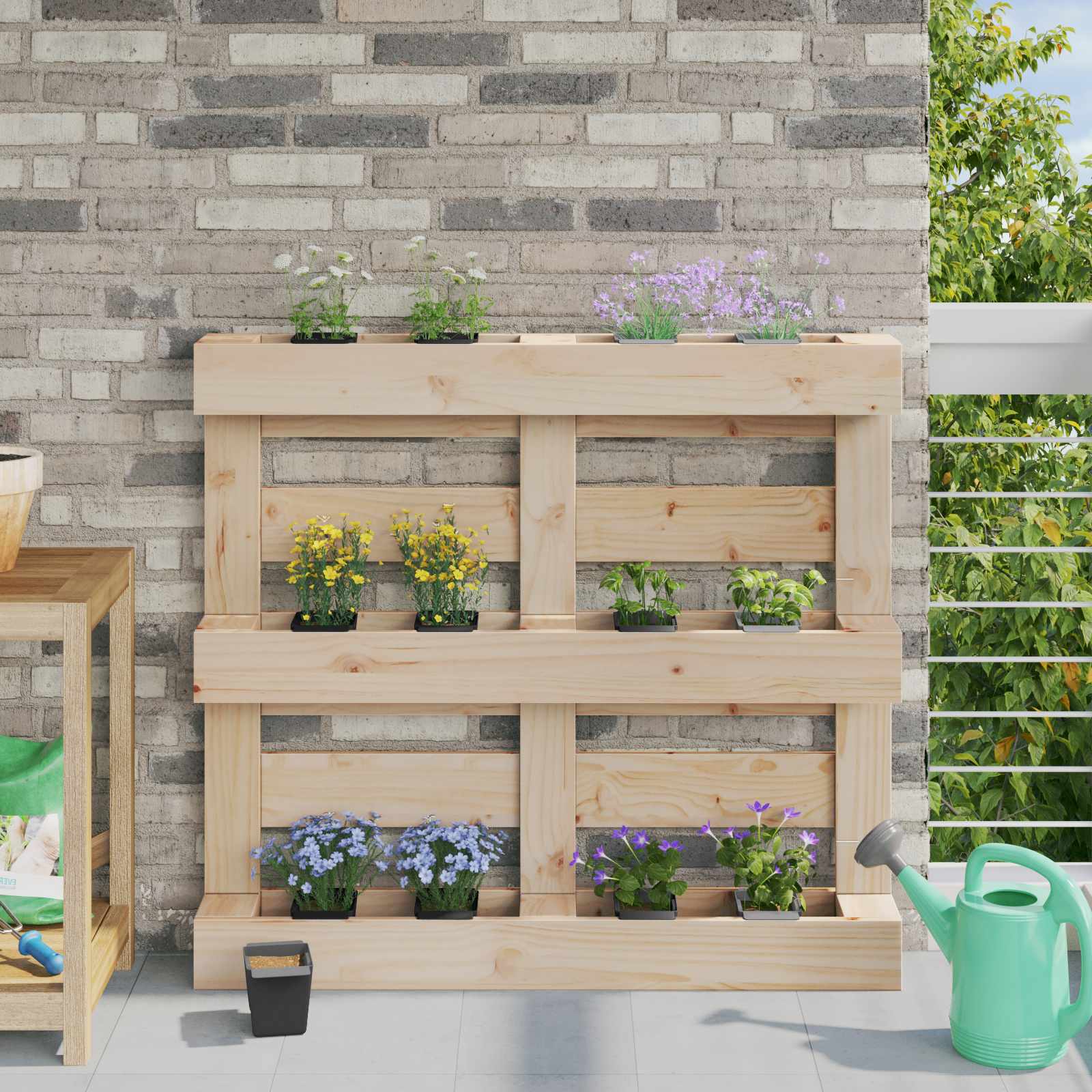Blomlådor för Euro-pallar 24 pcs Svart 13,5 x 9 x 9,5 cm