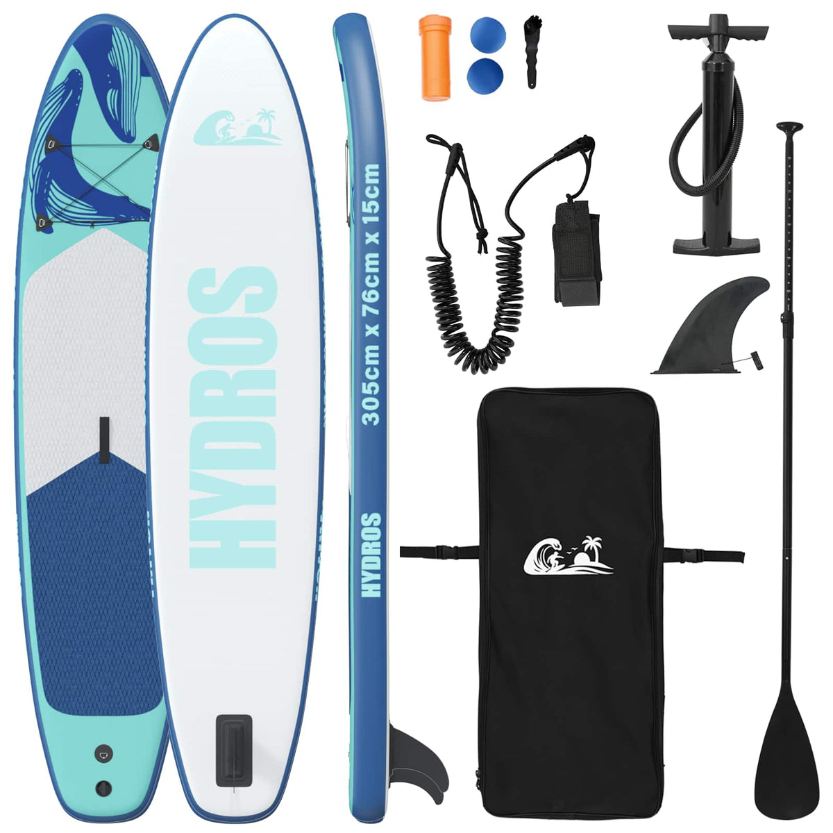 Uppblåsbar Stand Up Paddle Board HYDROS 305 x 76 x 15 cm Turkos