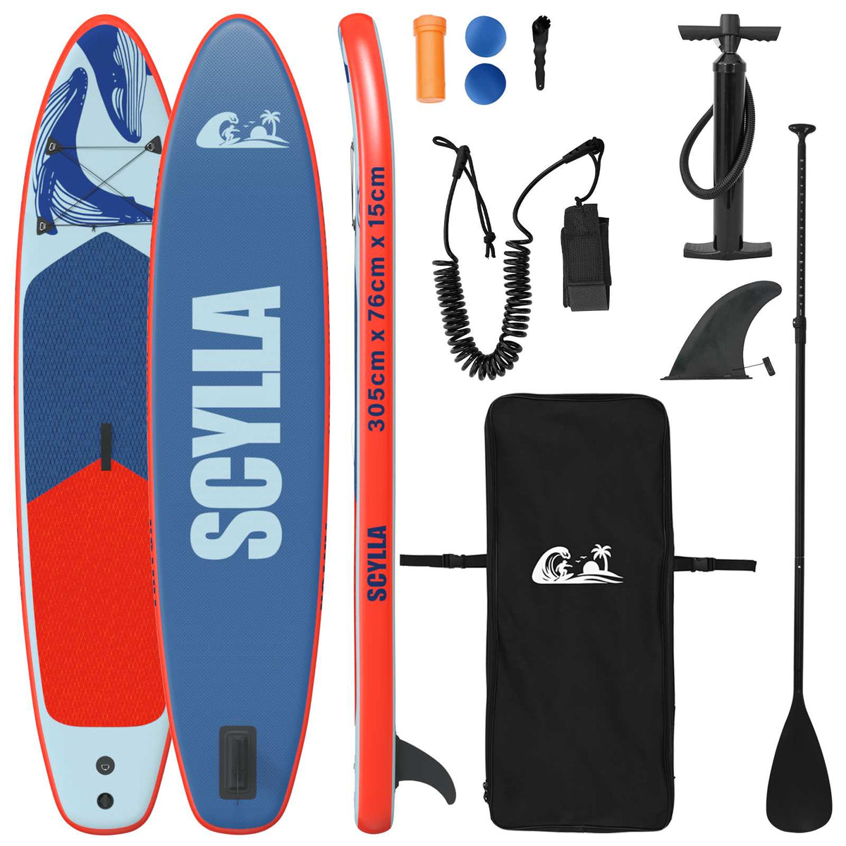 Uppblåsbar Stand Up Paddle Board SCYLLA 305 x 76 x 15 cm Blå
