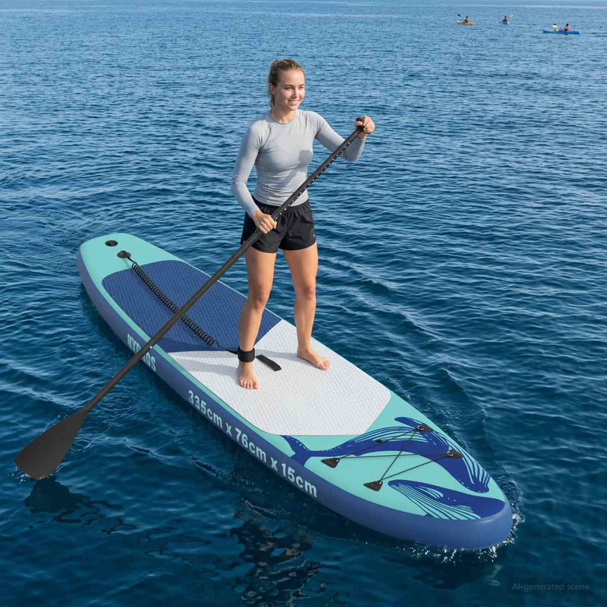 Uppblåsbar Stand Up Paddle Board HYDROS 335 x 76 x 15 cm Turkos