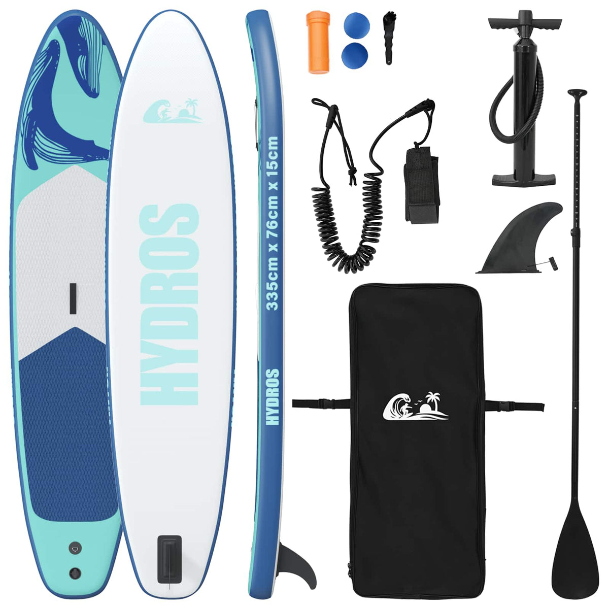 Uppblåsbar Stand Up Paddle Board HYDROS 335 x 76 x 15 cm Turkos