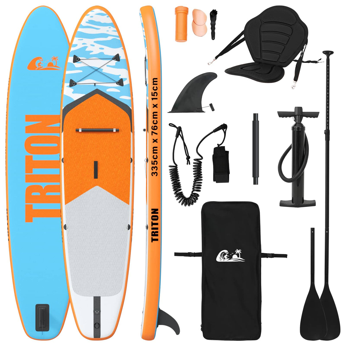 SUP-bräda med sits 2-i-1 TRITON 335 x 76 x 15 cm Blå