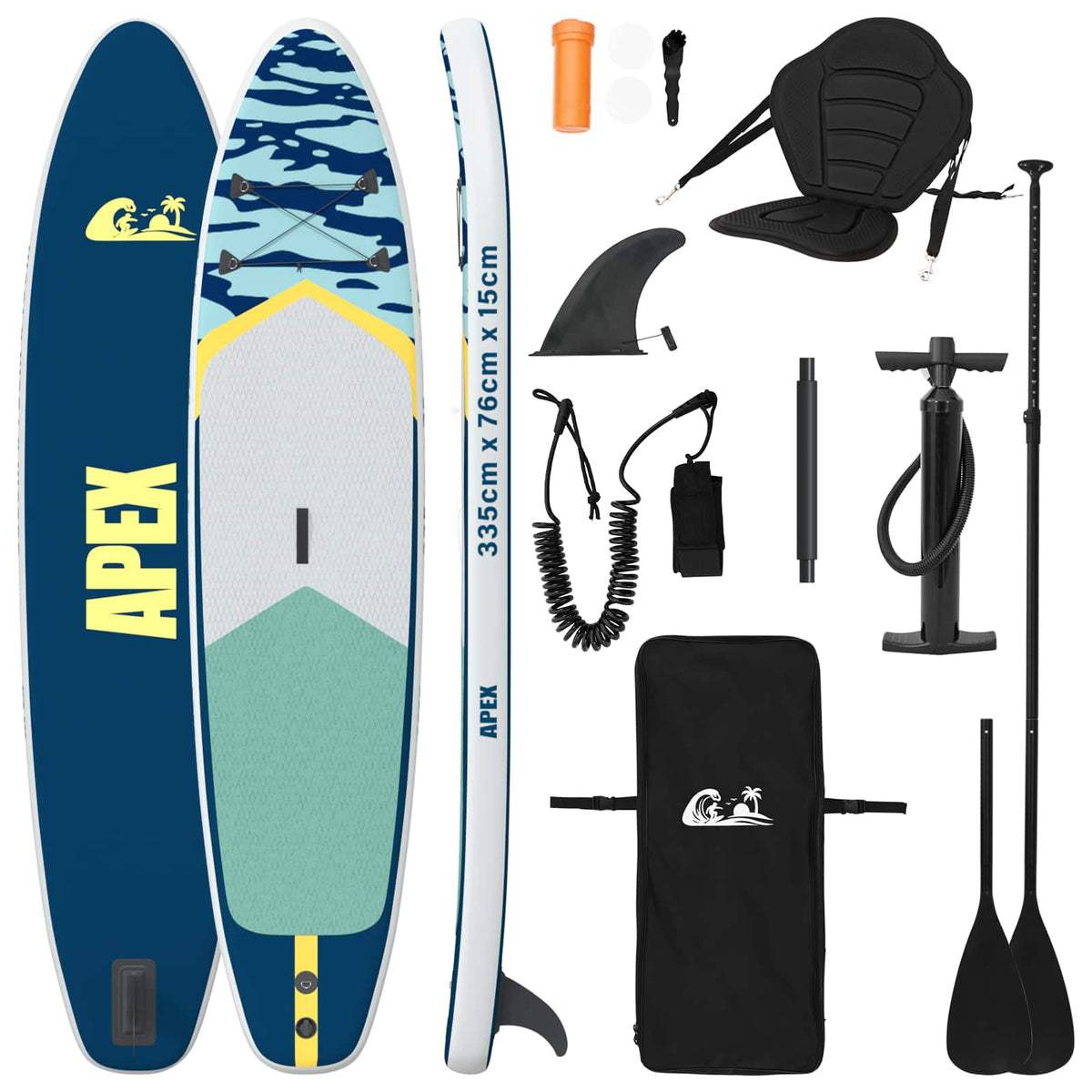 SUP-bräda med sits 2-i-1 APEX 335 x 76 x 15 cm Blå