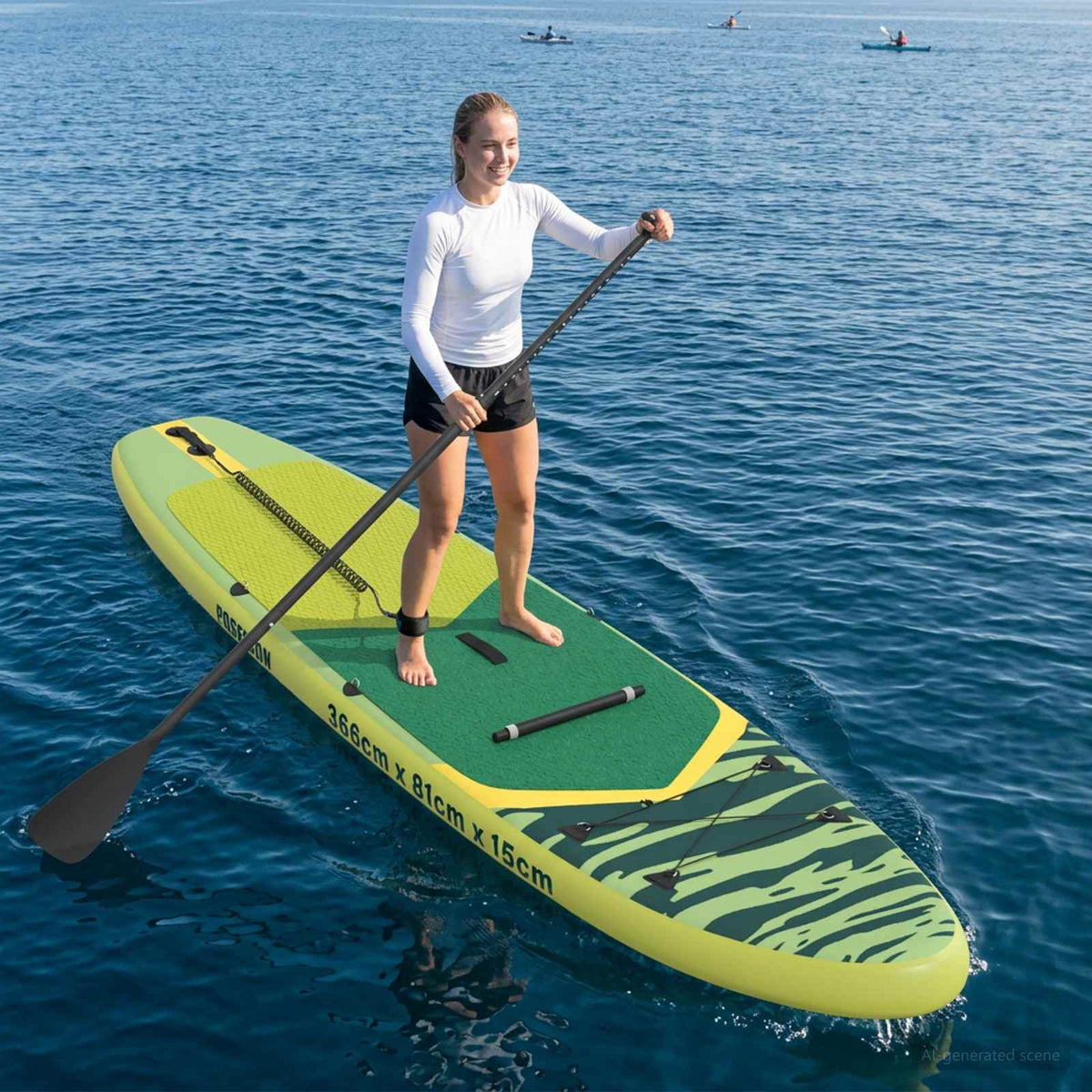 SUP-bräda med sits 2-i-1 POSEIDON 366 x 81 x 15 cm Grön
