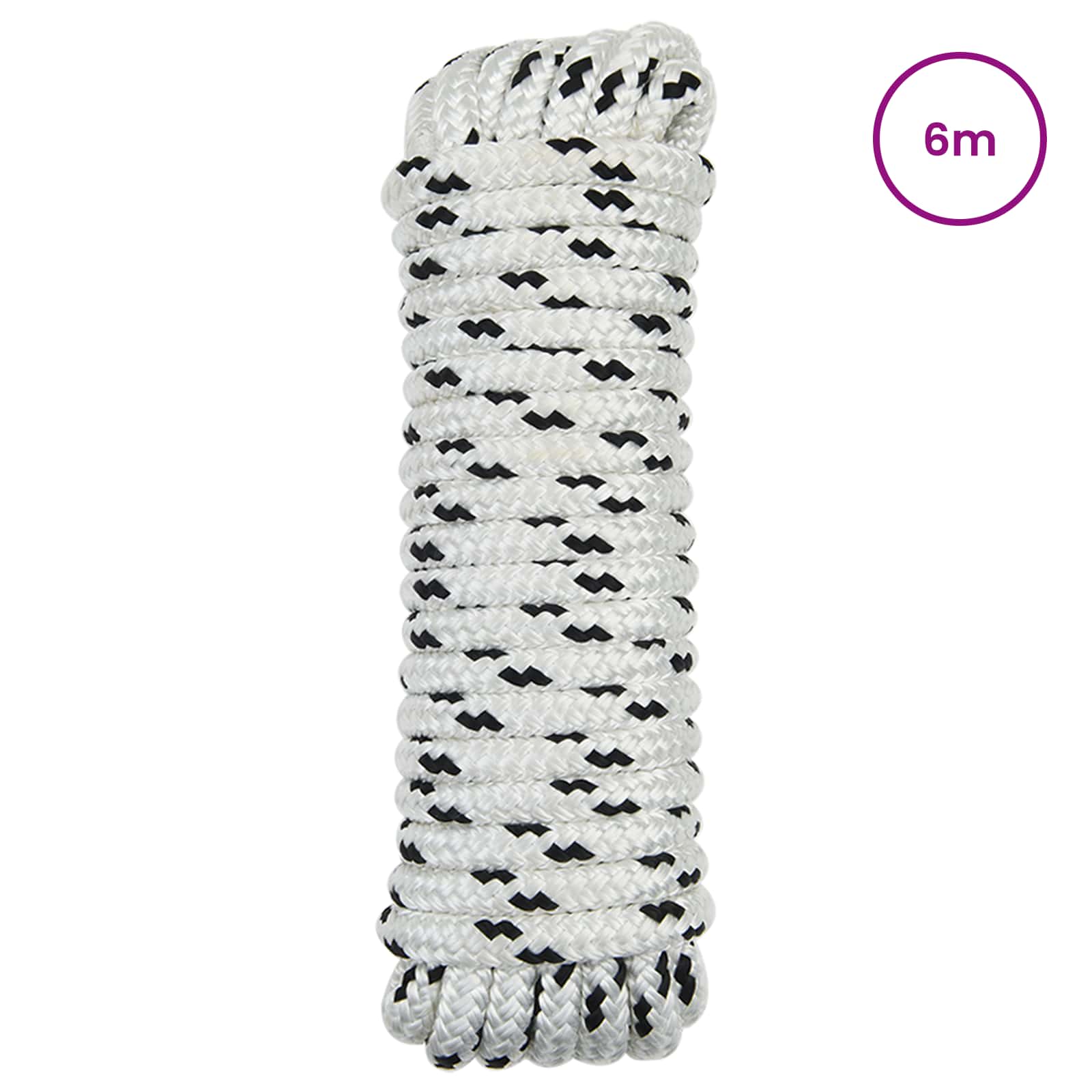 Båtsnöre 6 m 1.6 Vit och svart Polyester