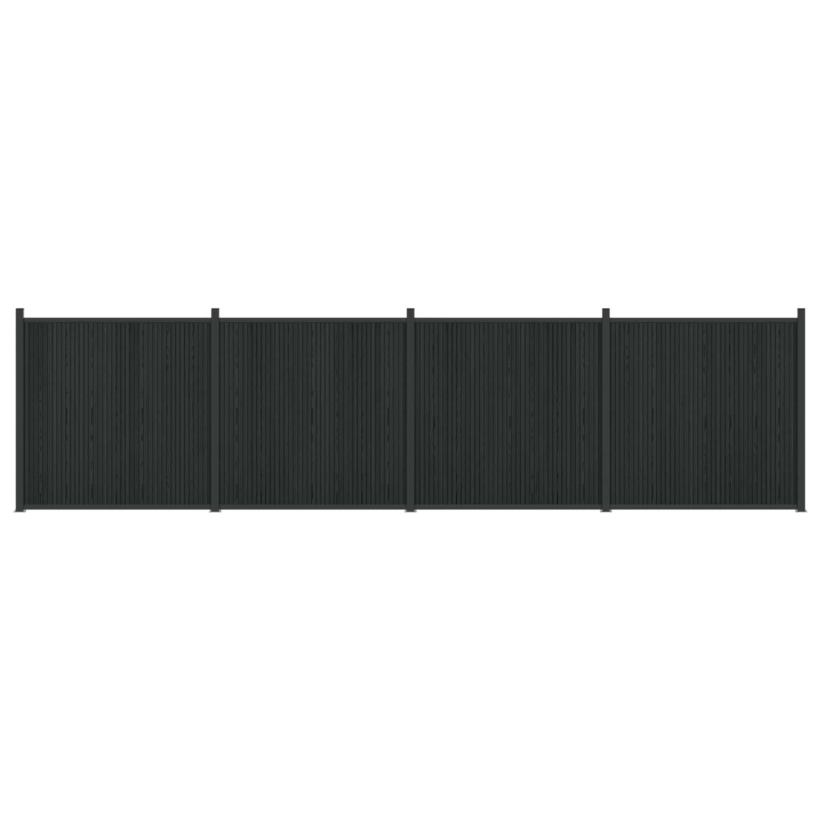 Stängselpanel 4 st 705 x 186,5 cm WPC och aluminium Svart