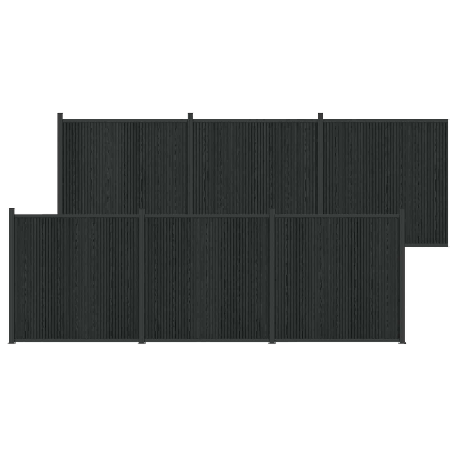 Stängselpanel 6 st 1055 x 186,5 cm WPC och aluminium Svart