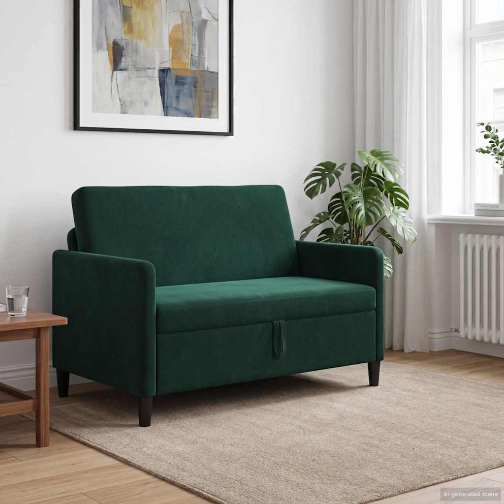 Soffa med förvaring Mörkgrön 122 x 78 x 87 cm Polyester