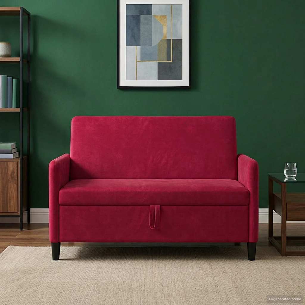 Soffa med förvaring Vinröd 122 x 78 x 87 cm Polyester