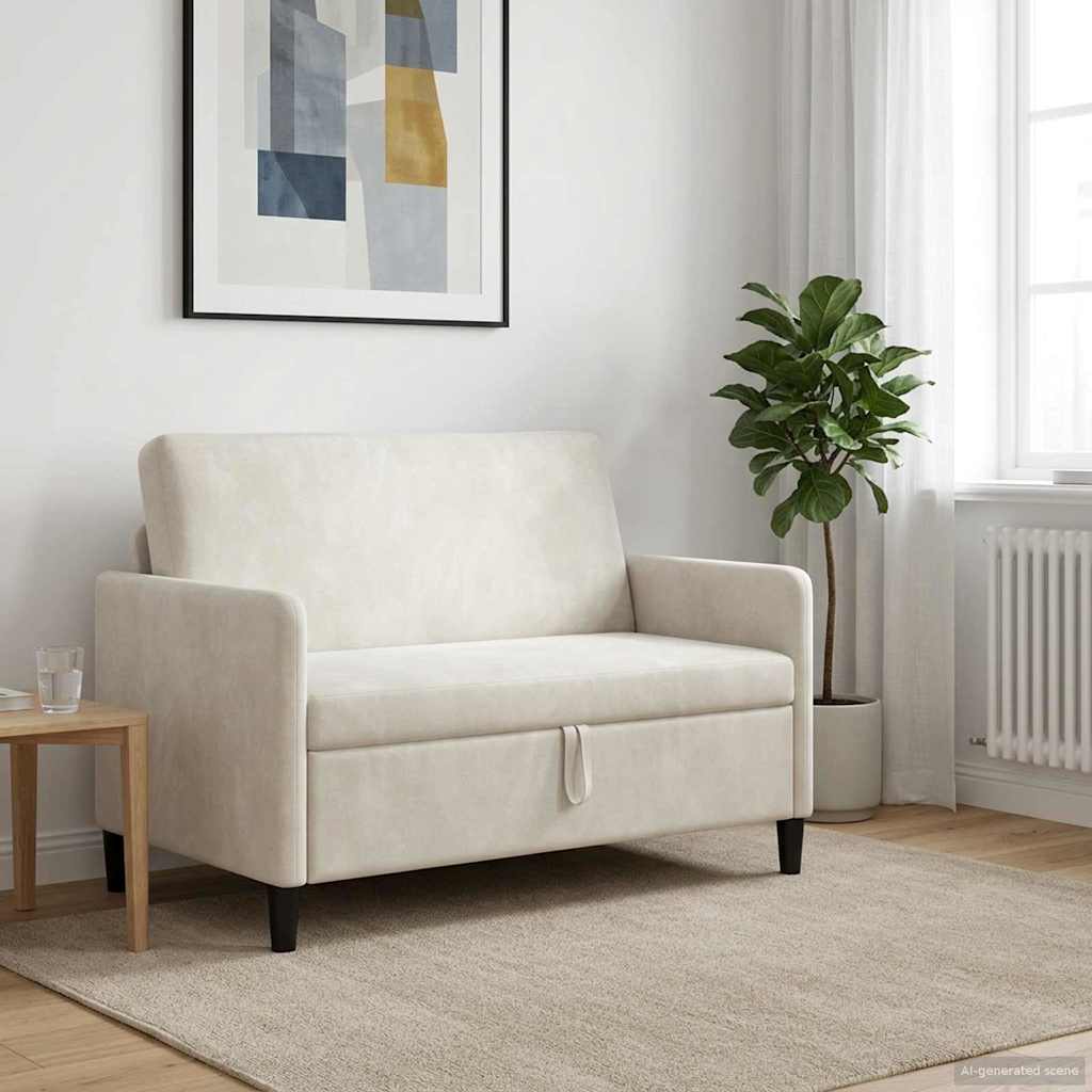 Soffa med förvaring Gräddvit 122 x 78 x 87 cm Polyester