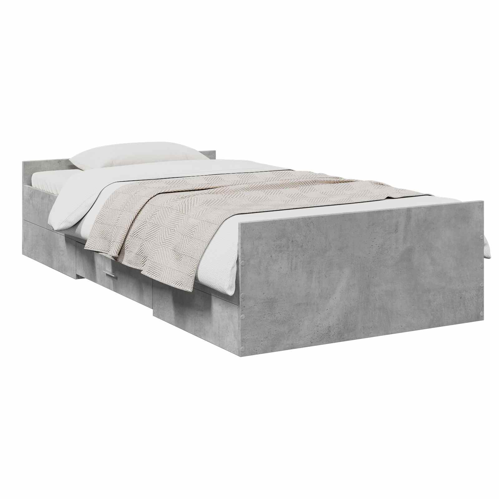Sängram med förvaring Betonggrå 80 x 200 cm Konstruerat trä