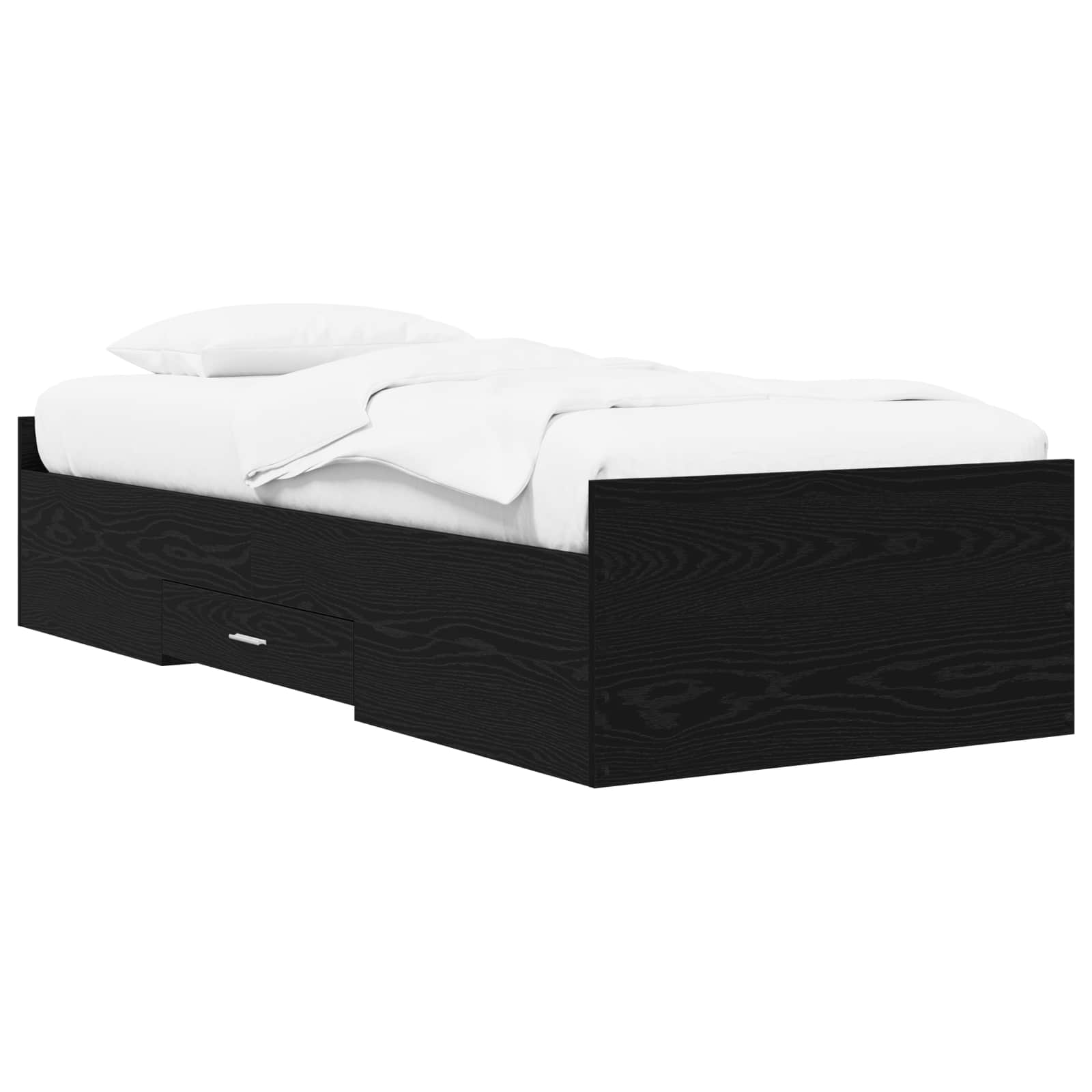 Sängram med förvaring Svart ek 80 x 200 cm Konstruerat trä