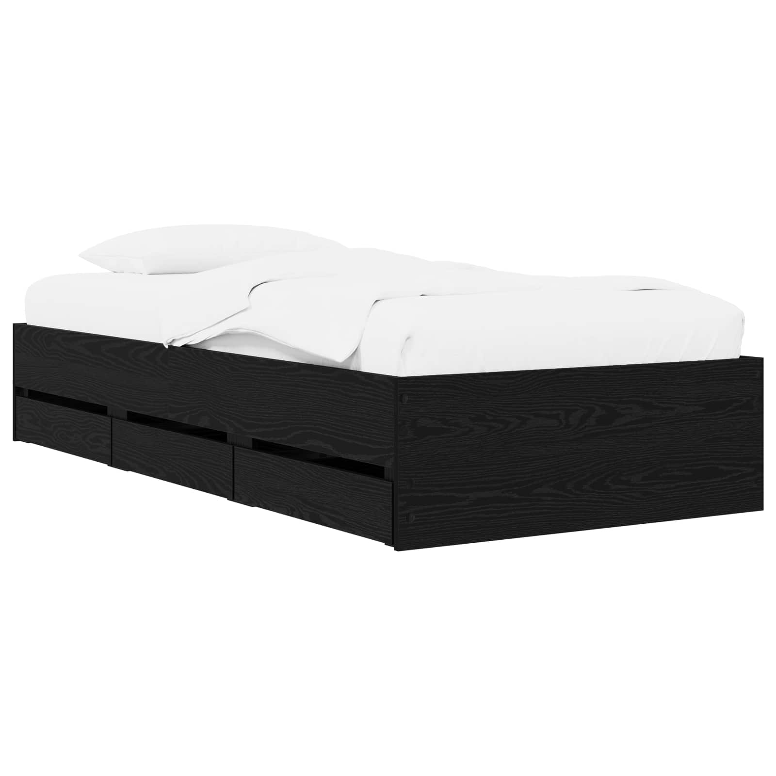 Sängram med förvaring Svart ek 80 x 200 cm Konstruerat trä