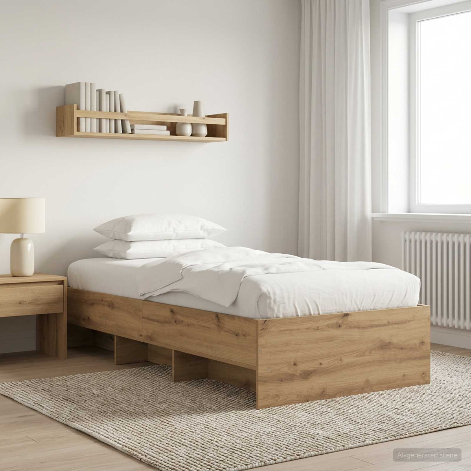 Sängram med hylla Artisan-ek 80 x 200 cm Konstruerat trä